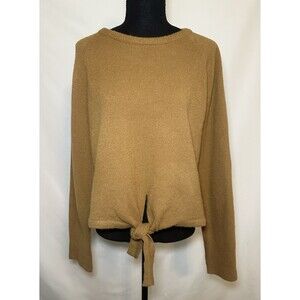 Show‎ Me Your Mumu Shelby Camel Cozy Knit Sweater Front Tie Crop LARGE *PILLING*